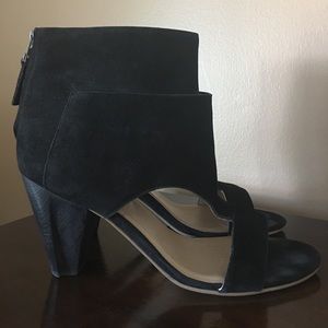 Women's Bernice Open Toe Suede Booties in Black